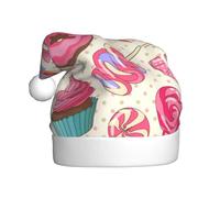 JEJEA Colorful Sweet Lollipop Cupcake Donut Print Gorros De Navidad Para Adultos, Santa Hats For Funny, Novelty Christmas Hats, For Xmas Party
