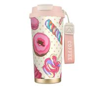 JEJEA Colorful Sweet Lollipop Cupcake Donut Print Stainless Steel Insulated Mugs, Double Wall Coffee Cups, Coffee Travel Mug for Home Office