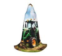 JEJEA Company Farm Tractor Print Halloween Cosplay Christmas Party Outfits Hooded Wizard Robe Halloween Cloak Medieval Renaissance