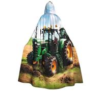 JEJEA Company Farm Tractor print Halloween Hooded Cloak Cape Unisex for Cosplay, Christmas Party Favors Witchy Outfits