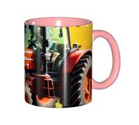 JEJEA Company Farm Tractors Print 11 Oz Pottery Mug, Ceramic Coffee Cups Elegant Tea Mugs with Gift Box for Women with 6 Colors