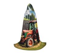 JEJEA Company Farm Tractors Print Halloween Cosplay Christmas Party Outfits Hooded Wizard Robe Halloween Cloak Medieval Renaissance
