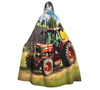 JEJEA Company Farm Tractors print Halloween Hooded Cloak Cape Unisex for Cosplay, Christmas Party Favors Witchy Outfits