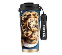 JEJEA Cookies Food Chocolate Chips Biscuits Print Stainless Steel Insulated Mugs, Double Wall Coffee Cups, Coffee Travel Mug for Home Office