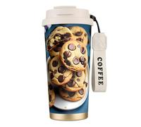 JEJEA Cookies Food Chocolate Chips Biscuits Print Stainless Steel Insulated Mugs, Double Wall Coffee Cups, Coffee Travel Mug for Home Office