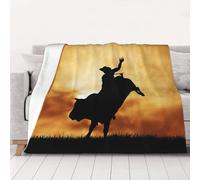 JEJEA cool bull riding print Flannel Blanket Plush Throw Super Soft Flannel Blankets for Couch, Bed, Sofa for All Seasons