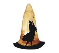 JEJEA Cool Bull Riding Print Halloween Cosplay Christmas Party Outfits Hooded Wizard Robe Halloween Cloak Medieval Renaissance