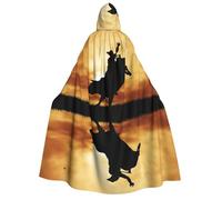 JEJEA cool bull riding print Halloween Hooded Cloak Cape Unisex for Cosplay, Christmas Party Favors Witchy Outfits