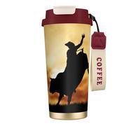 JEJEA Cool Bull Riding Print Stainless Steel Insulated Mugs, Double Wall Coffee Cups, Coffee Travel Mug for Home Office