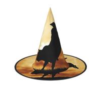 JEJEA Cool Bull Riding Print Women'S Large Witch Hat Witch Hat Witches Hats Halloween Cosplay Party Accessory