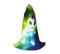 JEJEA Cool Soccer Ball Print Halloween Cosplay Christmas Party Outfits Hooded Wizard Robe Halloween Cloak Medieval Renaissance