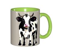 JEJEA Cow Black Spot Print 11 Oz Pottery Mug, Ceramic Coffee Cups Elegant Tea Mugs with Gift Box for Women with 6 Colors