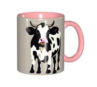 JEJEA Cow Black Spot Print 11 Oz Pottery Mug, Ceramic Coffee Cups Elegant Tea Mugs with Gift Box for Women with 6 Colors