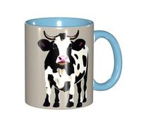 JEJEA Cow Black Spot Print 11 Oz Pottery Mug, Ceramic Coffee Cups Elegant Tea Mugs with Gift Box for Women with 6 Colors