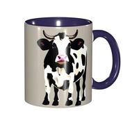 JEJEA Cow Black Spot Print 11 Oz Pottery Mug, Ceramic Coffee Cups Elegant Tea Mugs with Gift Box for Women with 6 Colors