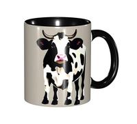 JEJEA Cow Black Spot Print 11 Oz Pottery Mug, Ceramic Coffee Cups Elegant Tea Mugs with Gift Box for Women with 6 Colors