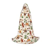 JEJEA Cowboy Ride Horse Print Halloween Cosplay Christmas Party Outfits Hooded Wizard Robe Halloween Cloak Medieval Renaissance