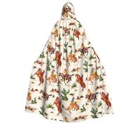 JEJEA Cowboy Ride Horse print Halloween Hooded Cloak Cape Unisex for Cosplay, Christmas Party Favors Witchy Outfits