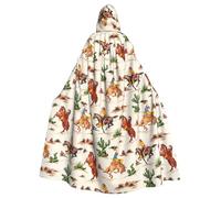 JEJEA Cowboy Ride Horse Print Witch Wizard Hooded Cloak, Adult Halloween Party Cape, For Witch Vampire Cosplay Costume