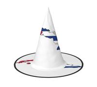 JEJEA Cuban Flag Map Print Women'S Large Witch Hat Witch Hat Witches Hats Halloween Cosplay Party Accessory
