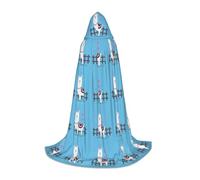 JEJEA Cute Alpacas Print Halloween Cosplay Christmas Party Outfits Hooded Wizard Robe Halloween Cloak Medieval Renaissance