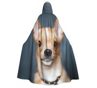JEJEA cute chihuahua print Halloween Hooded Cloak Cape Unisex for Cosplay, Christmas Party Favors Witchy Outfits