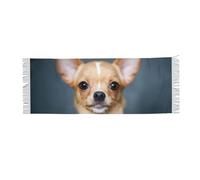 JEJEA Cute Chihuahua Print Print Faux Cashmere Scarf With Tassels, Soft Warm Winter Scarf, Stylish Wrap For Women Men