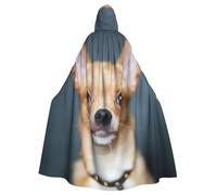 JEJEA Cute Chihuahua Print Witch Wizard Hooded Cloak, Adult Halloween Party Cape, For Witch Vampire Cosplay Costume