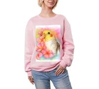 JEJEA Cute Cockatiel Print Winter Fleece Lined Warm Casual Tops, Women'S Oversized Long Sleeve Pullover Fashion Sweatshirt Pink