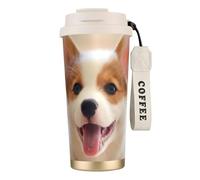 JEJEA Cute Corgi Print Stainless Steel Insulated Mugs, Double Wall Coffee Cups, Coffee Travel Mug for Home Office