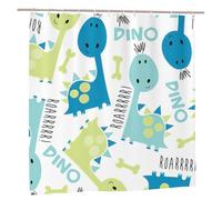 JEJEA Cute Dinosaur Print Polyester Shower Curtain With Snap, Bathroom Accessories With 12 Rustproof Grommets, 183×183cm