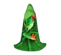 JEJEA Cute Frog Print Halloween Cosplay Christmas Party Outfits Hooded Wizard Robe Halloween Cloak Medieval Renaissance