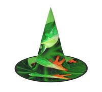 JEJEA Cute Frog Print Women'S Large Witch Hat Witch Hat Witches Hats Halloween Cosplay Party Accessory