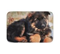 JEJEA Cute German Shepherd Puppy Print Non Slip Door Mat, Crystal Velvet Washable Entryway Rug With Anti-Slip Rubber Back For Indoor