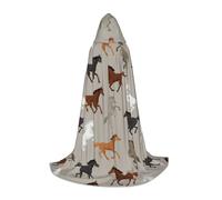 JEJEA Cute Horse Print Halloween Cosplay Christmas Party Outfits Hooded Wizard Robe Halloween Cloak Medieval Renaissance