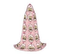 JEJEA Cute Owls Print Halloween Cosplay Christmas Party Outfits Hooded Wizard Robe Halloween Cloak Medieval Renaissance