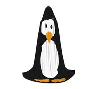 JEJEA Cute Penguin Print Halloween Cosplay Christmas Party Outfits Hooded Wizard Robe Halloween Cloak Medieval Renaissance