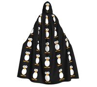 JEJEA Cute Penguin print Halloween Hooded Cloak Cape Unisex for Cosplay, Christmas Party Favors Witchy Outfits