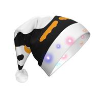 JEJEA Cute Penguin Print Santa Hat Adult Led, Christmas Hat With Lights For Women And Men New Year Party Supplies