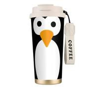 JEJEA Cute Penguin Print Stainless Steel Insulated Mugs, Double Wall Coffee Cups, Coffee Travel Mug for Home Office
