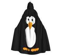 JEJEA Cute Penguin Print Witch Wizard Hooded Cloak, Adult Halloween Party Cape, For Witch Vampire Cosplay Costume