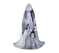 JEJEA Cute Penguin1 Print Halloween Cosplay Christmas Party Outfits Hooded Wizard Robe Halloween Cloak Medieval Renaissance