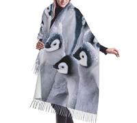 JEJEA Cute Penguin1 Print Print Faux Cashmere Fringe Shawl - Warm Winter Scarf For Women, Soft Cozy Wrap For Cold Weather