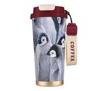 JEJEA Cute Penguin1 Print Stainless Steel Insulated Mugs, Double Wall Coffee Cups, Coffee Travel Mug for Home Office