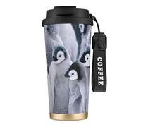 JEJEA Cute Penguin1 Print Stainless Steel Insulated Mugs, Double Wall Coffee Cups, Coffee Travel Mug for Home Office