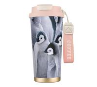 JEJEA Cute Penguin1 Print Stainless Steel Insulated Mugs, Double Wall Coffee Cups, Coffee Travel Mug for Home Office
