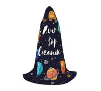 JEJEA Cute Planet Print Halloween Cosplay Christmas Party Outfits Hooded Wizard Robe Halloween Cloak Medieval Renaissance