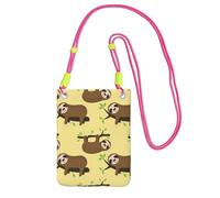 JEJEA Cute Sloths On Yellow Lemons Print Crossbody Phone Bag For Women Men, Adjustable Strap Phone Purse, For Travel Shopping