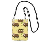JEJEA Cute Sloths On Yellow Lemons Print Crossbody Phone Bag For Women Men, Adjustable Strap Phone Purse, For Travel Shopping