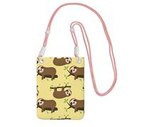 JEJEA Cute Sloths On Yellow Lemons Print Crossbody Phone Bag For Women Men, Adjustable Strap Phone Purse, For Travel Shopping